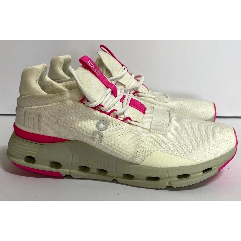 On Cloudnova 26.98495 Women's Sneakers 7M White Carnation Athletic Running Shoe